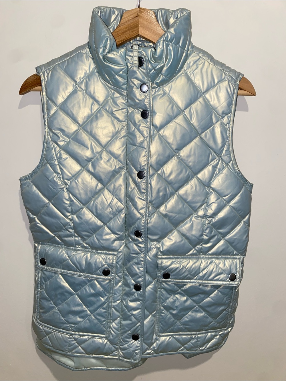 Talbots Metallic Blue Quilted Puffer Vest